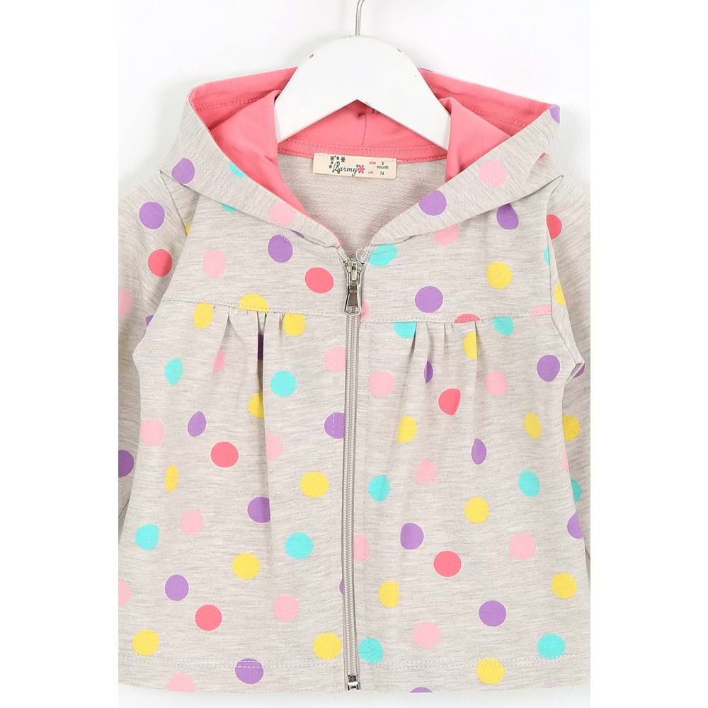 Kız Çocuk Hırka Puantiye Desenli - Kahverengi (74/98)