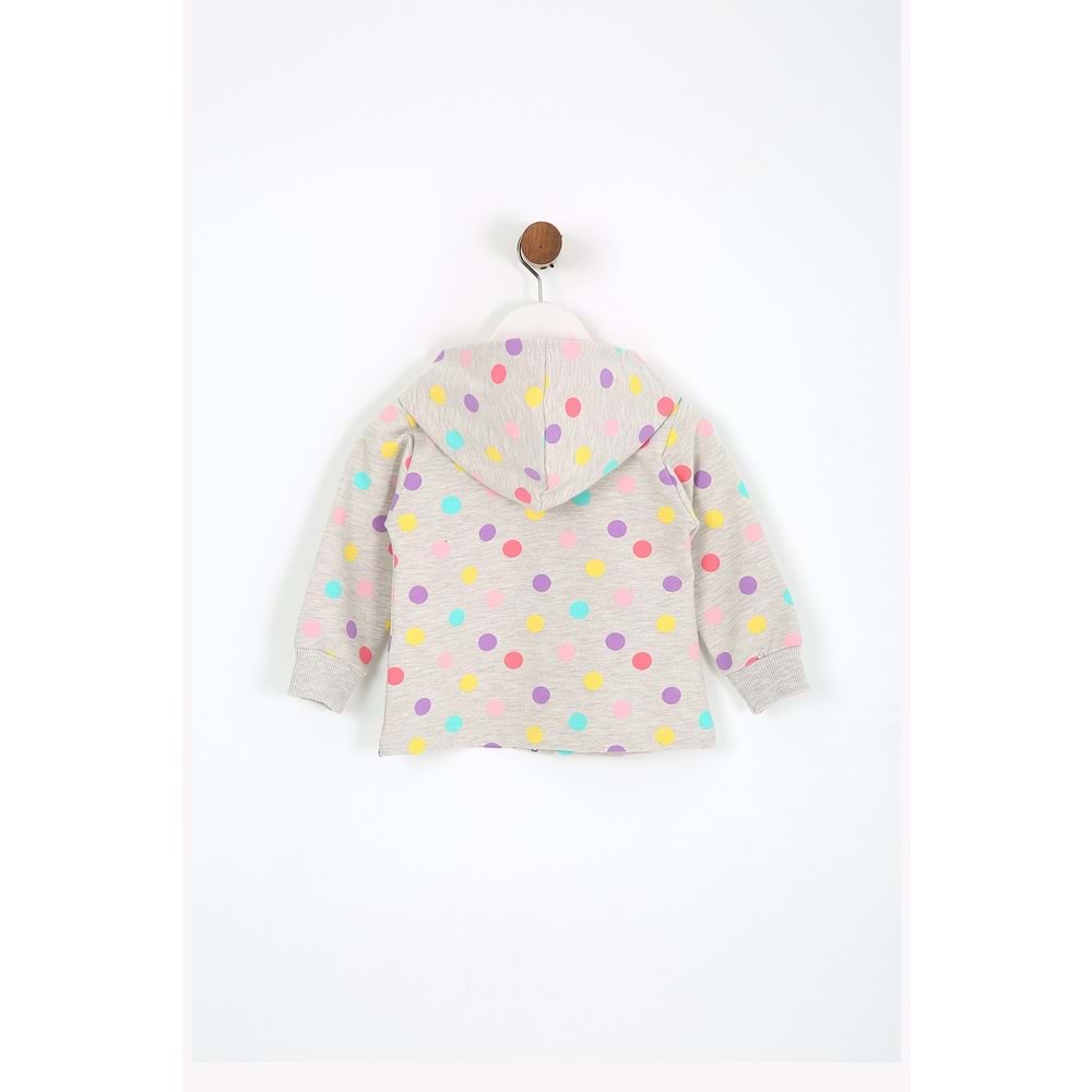 Kız Çocuk Hırka Puantiye Desenli - Kahverengi (74/98)