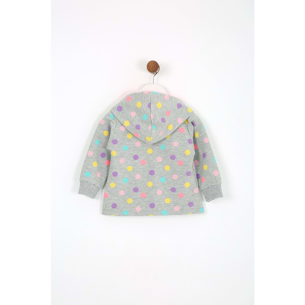 Kız Çocuk Hırka Puantiye Desenli - Gri (74/98)