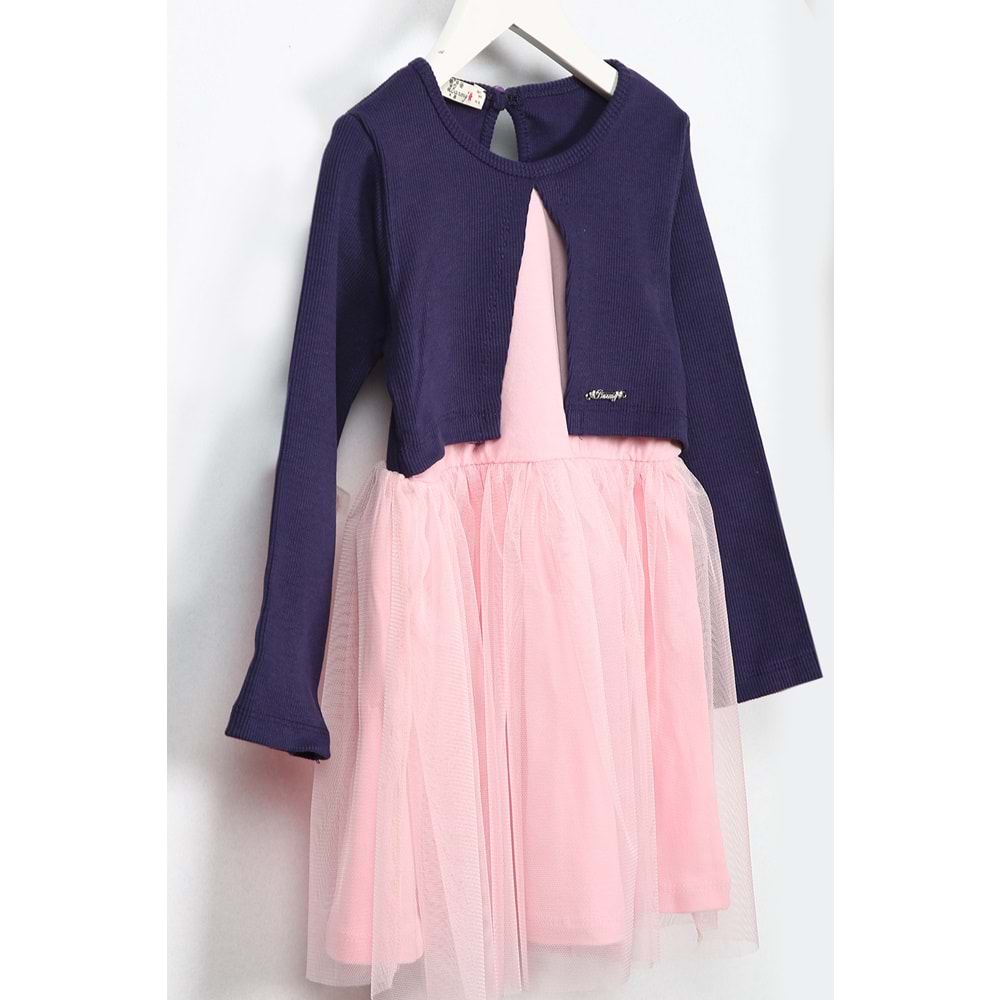 Kız Çocuk Elbise Tüllü - Mor (98/122)