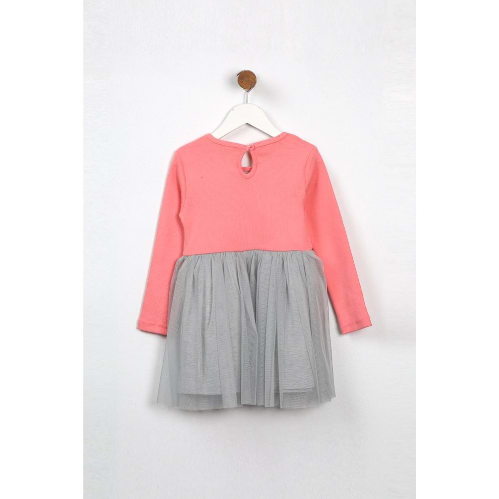 Kız Çocuk Elbise Tüllü - Şeker Pembe (98/122)