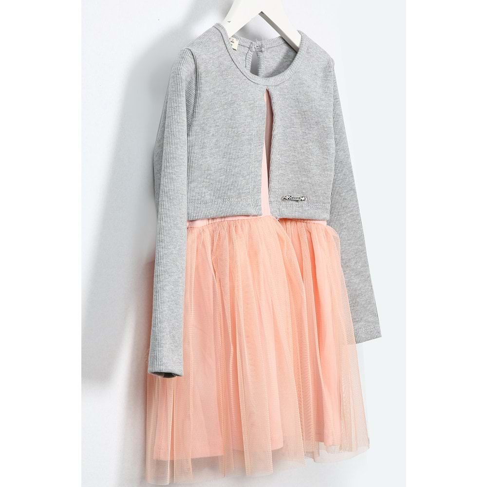 Kız Çocuk Elbise Tüllü - Gri(98/122)