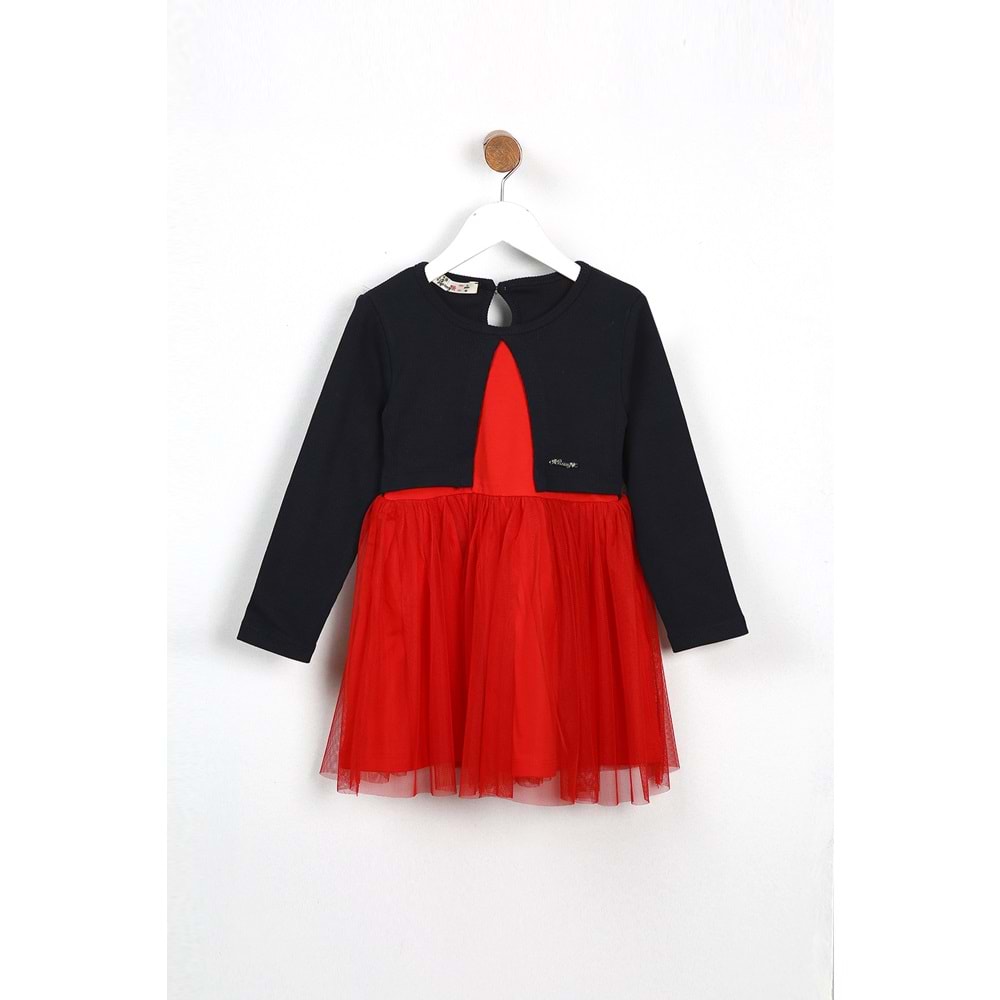 Kız Çocuk Elbise Tüllü - Lacivert (98/122)