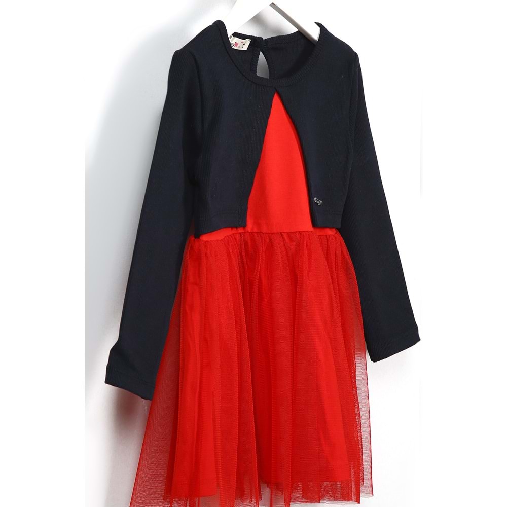 Kız Çocuk Elbise Tüllü - Lacivert (98/122)