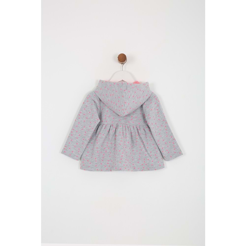 Kız Çocuk Hırka Çift Kurdeleli - Gri (74/98)