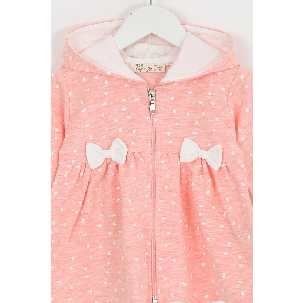 Kız Çocuk Hırka Çift Kurdeleli - Pembe (74/98)