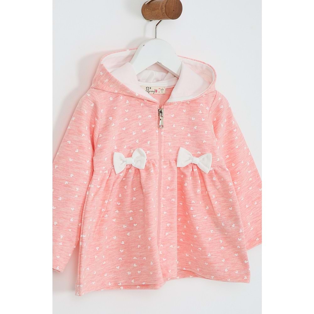 Kız Çocuk Hırka Çift Kurdeleli - Pembe (74/98)