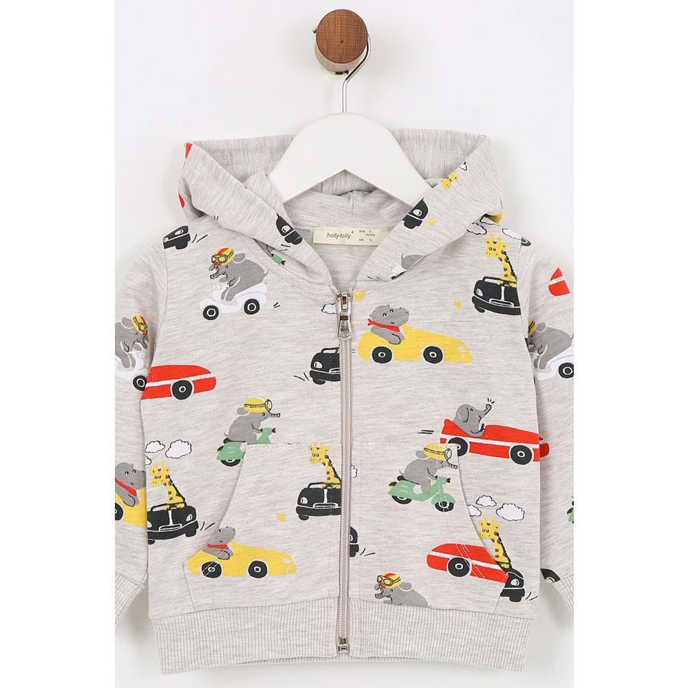 Erkek Çocuk Eşofman Takımı Araba Desenli - Kahverengi (74/98)