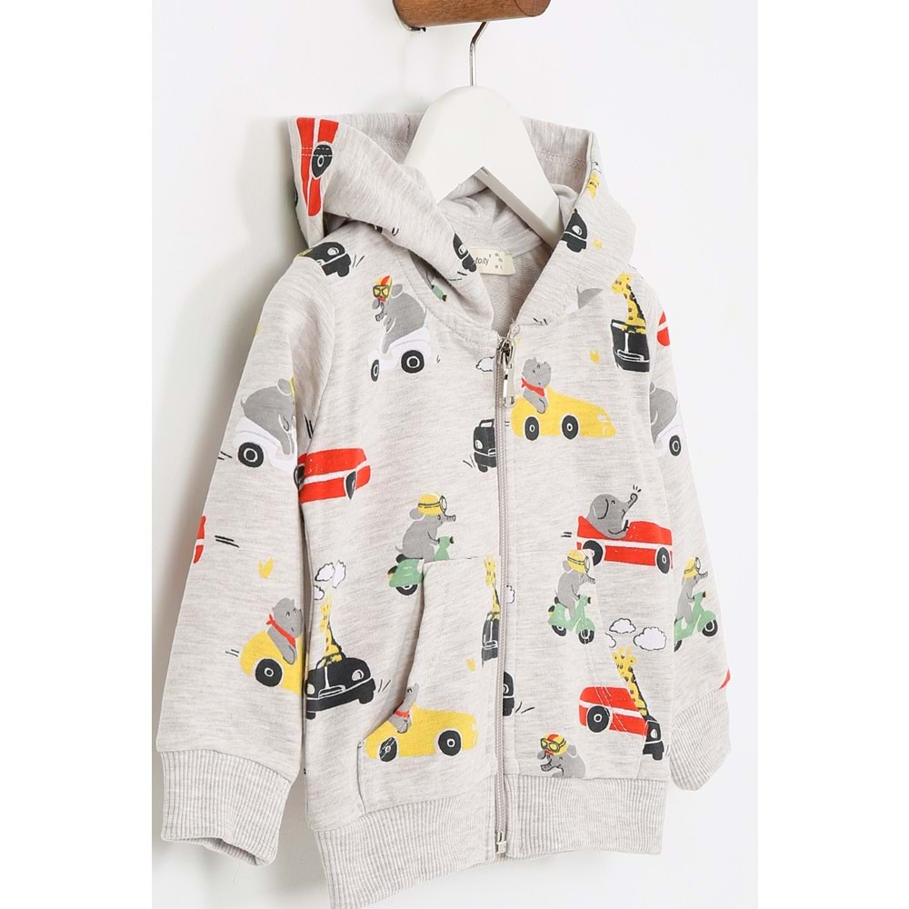 Erkek Çocuk Eşofman Takımı Araba Desenli - Kahverengi (74/98)