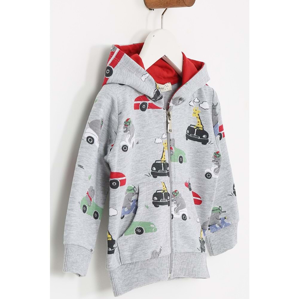 Erkek Çocuk Eşofman Takımı Araba Desenli - Gri (74/98)