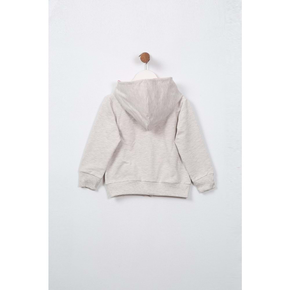 Kız Çocuk Hırka Dantelli Cep - Kahve Melanj (98/122)