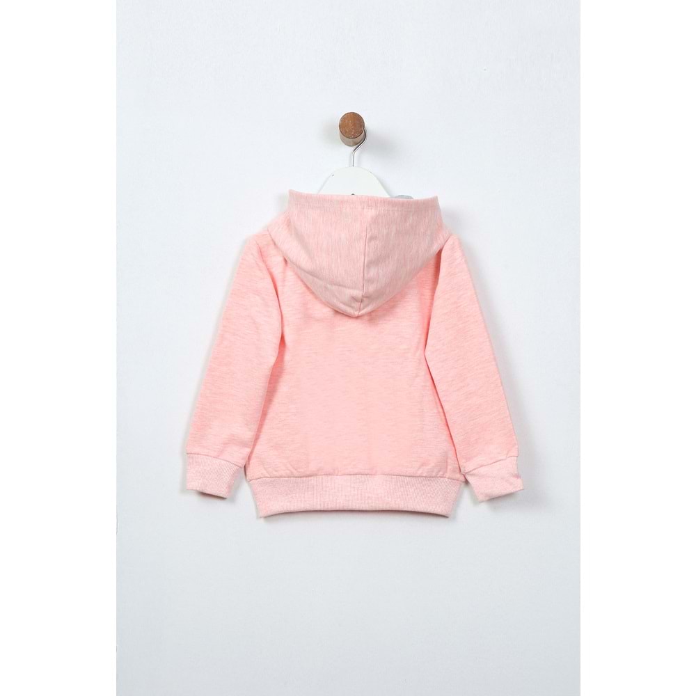 Kız Çocuk Hırka Dantelli Cep - Pembe Melanj (98/122)