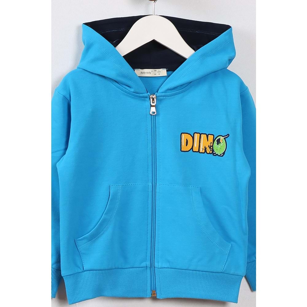 Erkek Çocuk Hırka Dinozorlar Baskılı - Mavi (92/116)