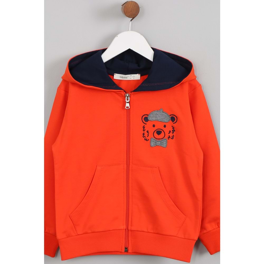 Erkek Çocuk Eşofman Takımı Ayıcık Nakışlı - Oranj (98/122)