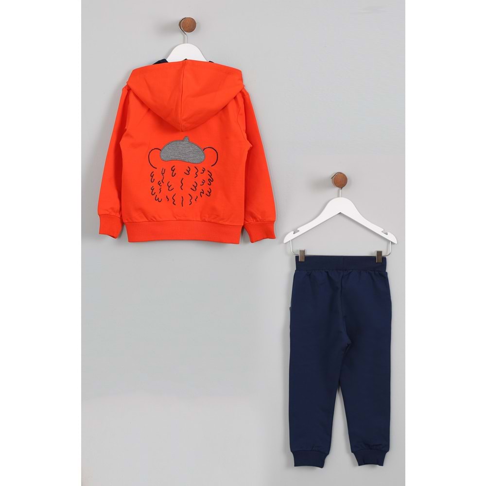 Erkek Çocuk Eşofman Takımı Ayıcık Nakışlı - Oranj (98/122)