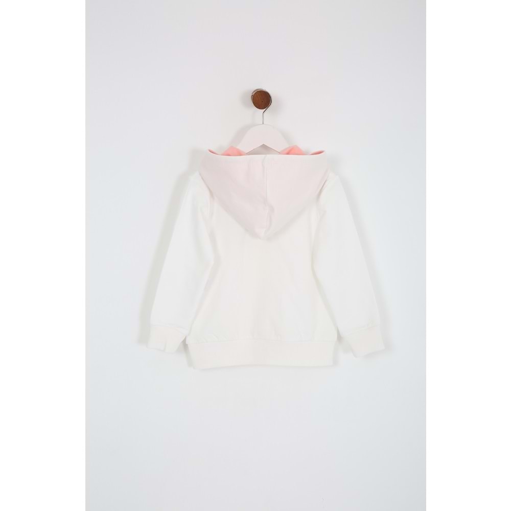 Kız Çocuk Hırka Yazılı Tavşan Baskılı - Krem (98/122)