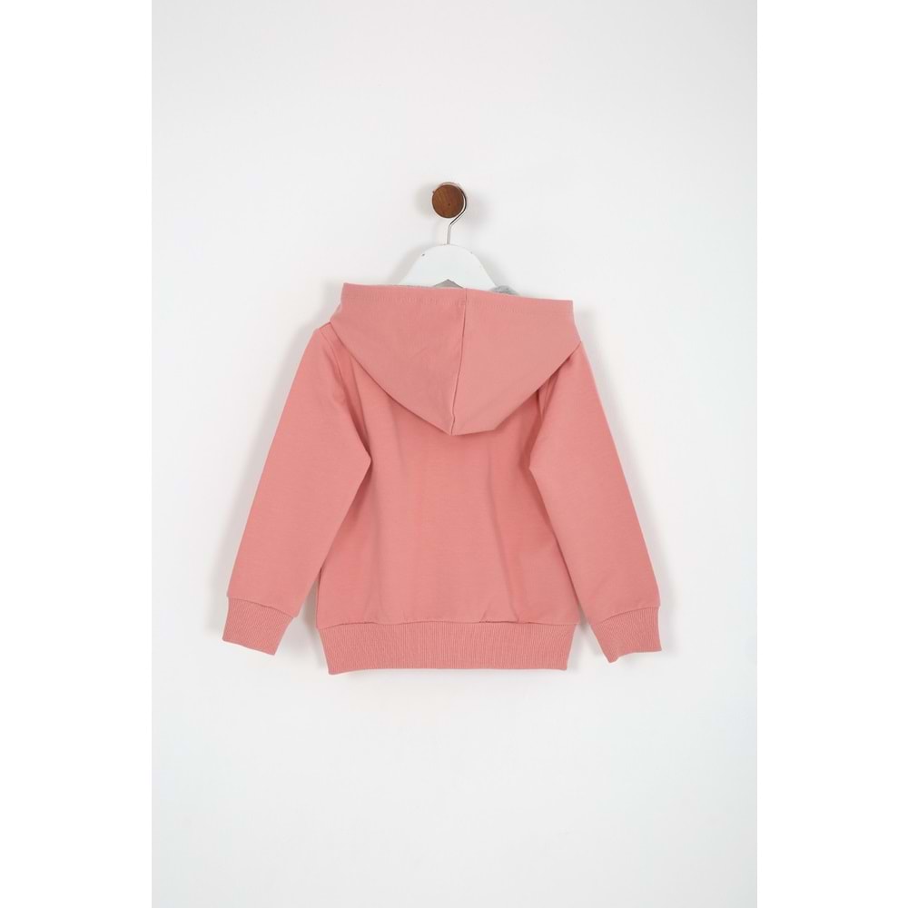 Kız Çocuk Hırka Yazılı Tavşan Baskılı - Gül Kurusu (98/122)