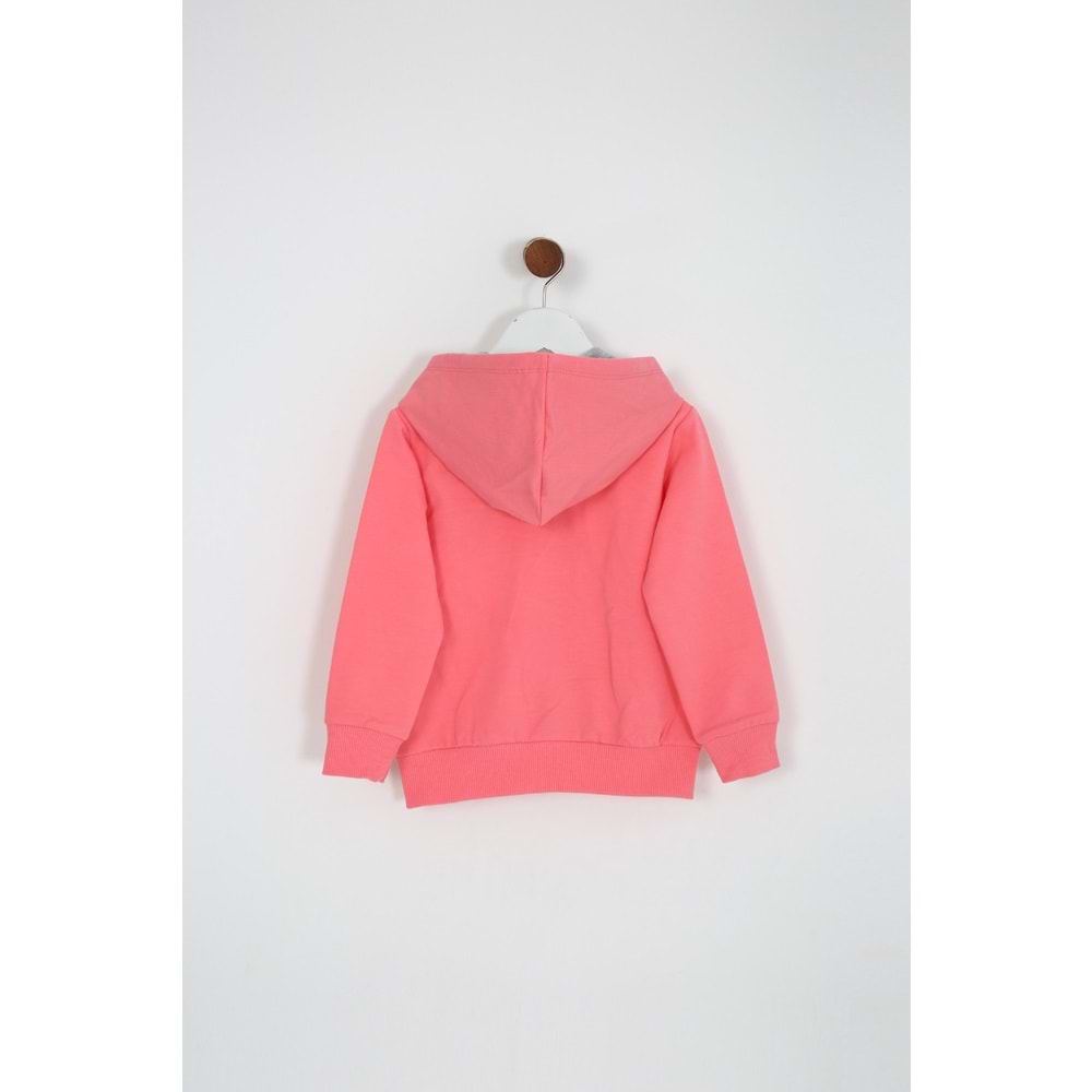 Kız Çocuk Hırka Yazılı Tavşan Baskılı - Şeker Pembe (98/122)