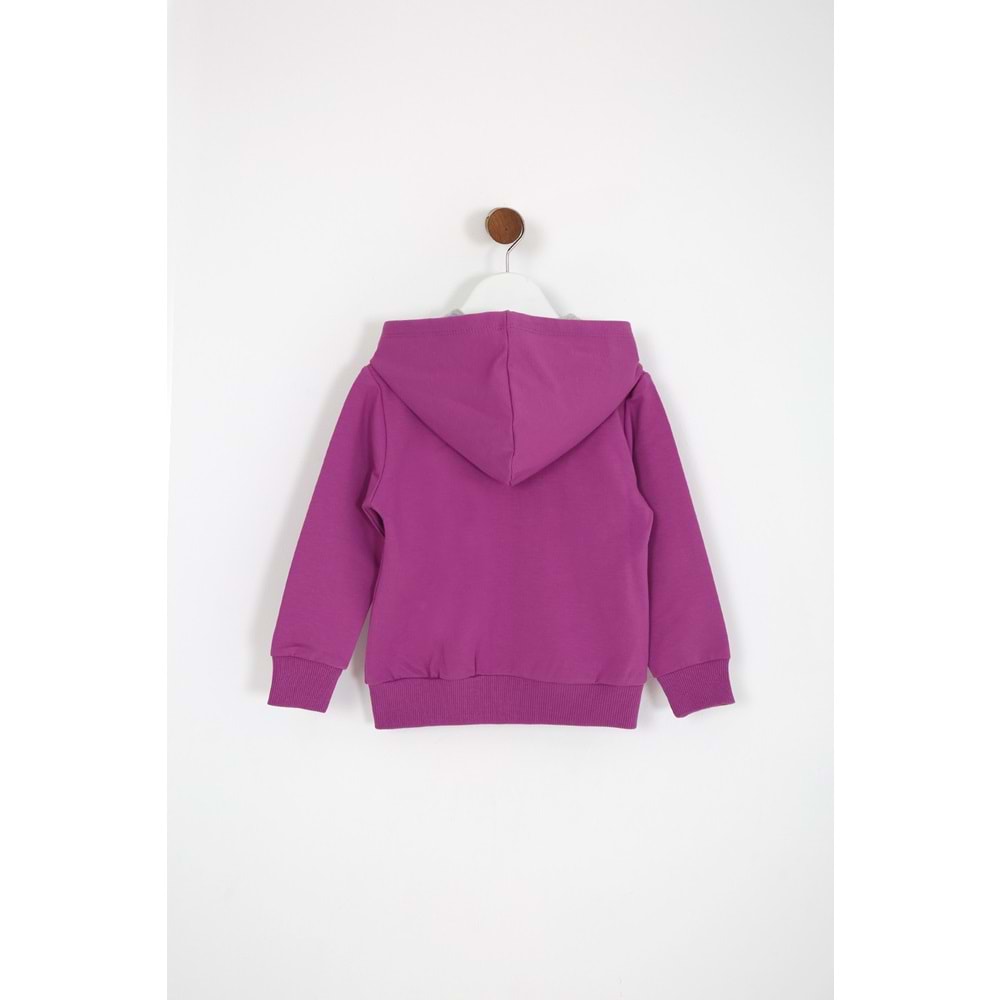 Kız Çocuk Hırka Yazılı Tavşan Baskılı - Mürdüm (98/122)