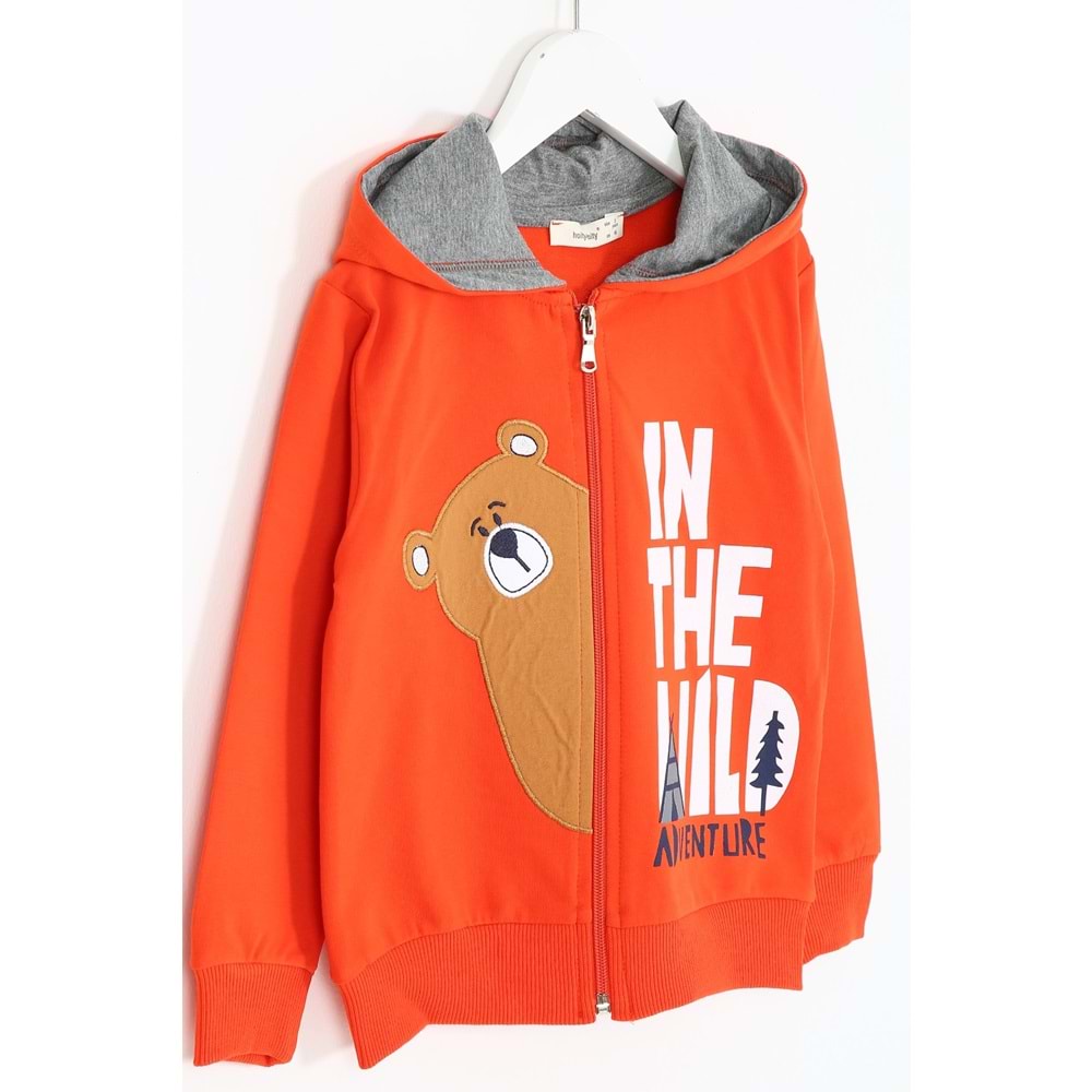 Erkek Çocuk Eşofman Takımı Ayıcık Nakışlı - Oranj (98/122)