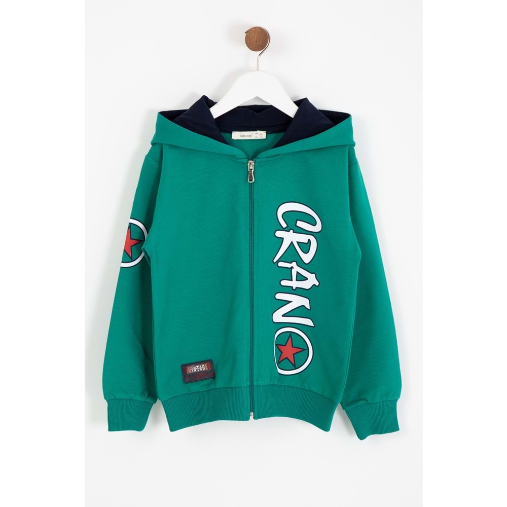 Erkek Çocuk Hırka Yıldız Baskılı - Mint Yeşili (110/134)