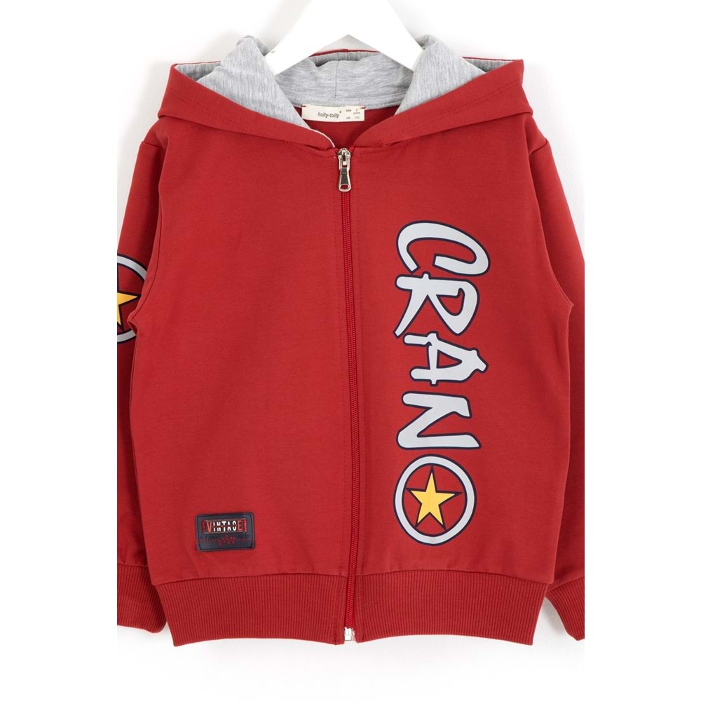 Erkek Çocuk Hırka Yıldız Baskılı - Bordo (110/134)