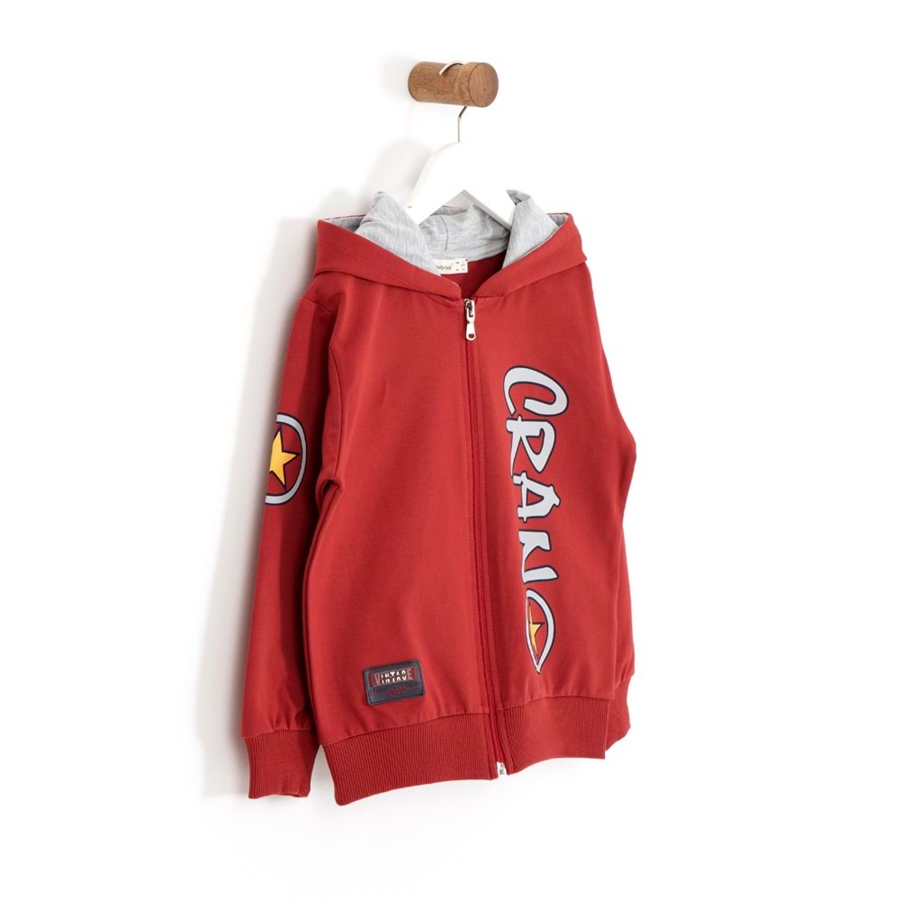 Erkek Çocuk Hırka Yıldız Baskılı - Bordo (110/134)