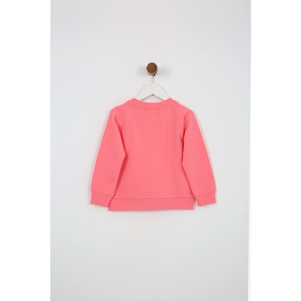 Kız Çocuk Tişört Minik Kedi Baskılı - Şeker Pembe (92/116)