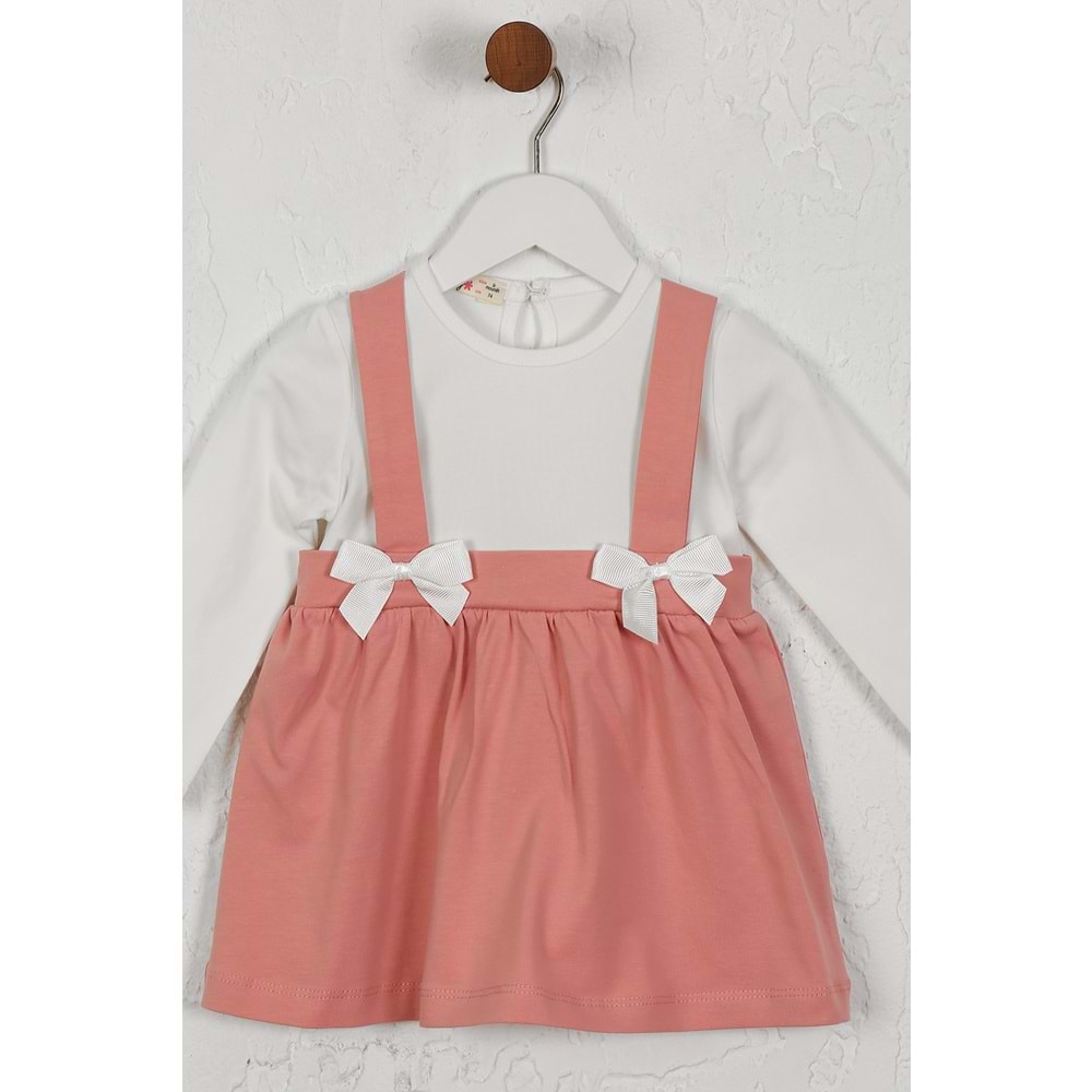 Kız Çocuk Elbise Askılı Kurdeleli - Gül Kurusu (74/98)