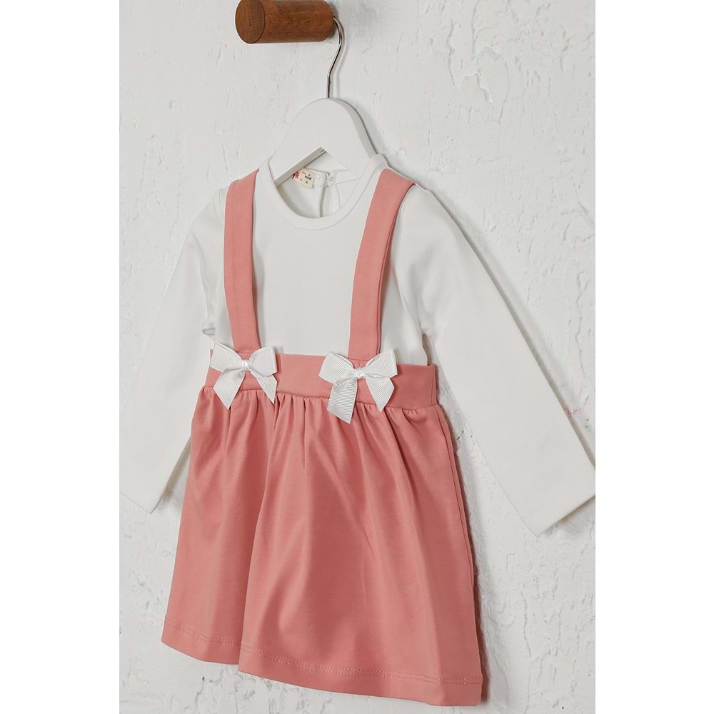 Kız Çocuk Elbise Askılı Kurdeleli - Gül Kurusu (74/98)