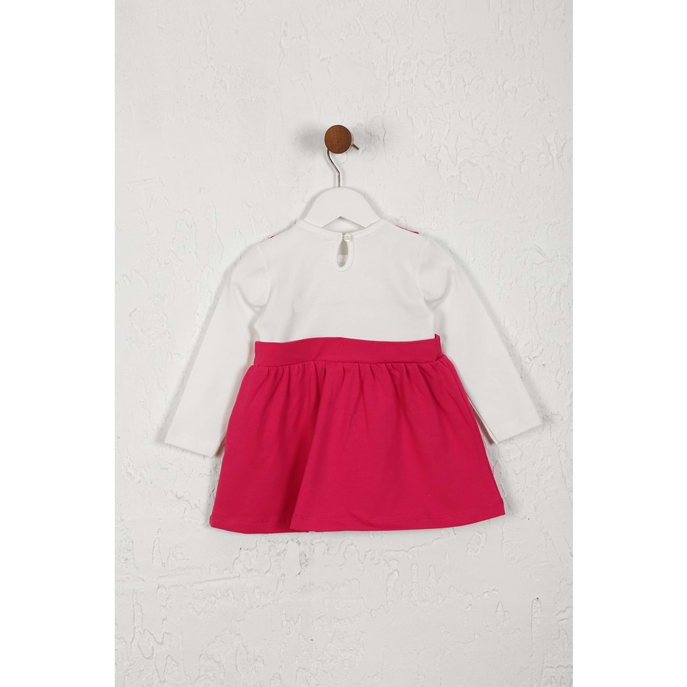 Kız Çocuk Elbise Askılı Kurdeleli - Koyu Fuşya (74/98)