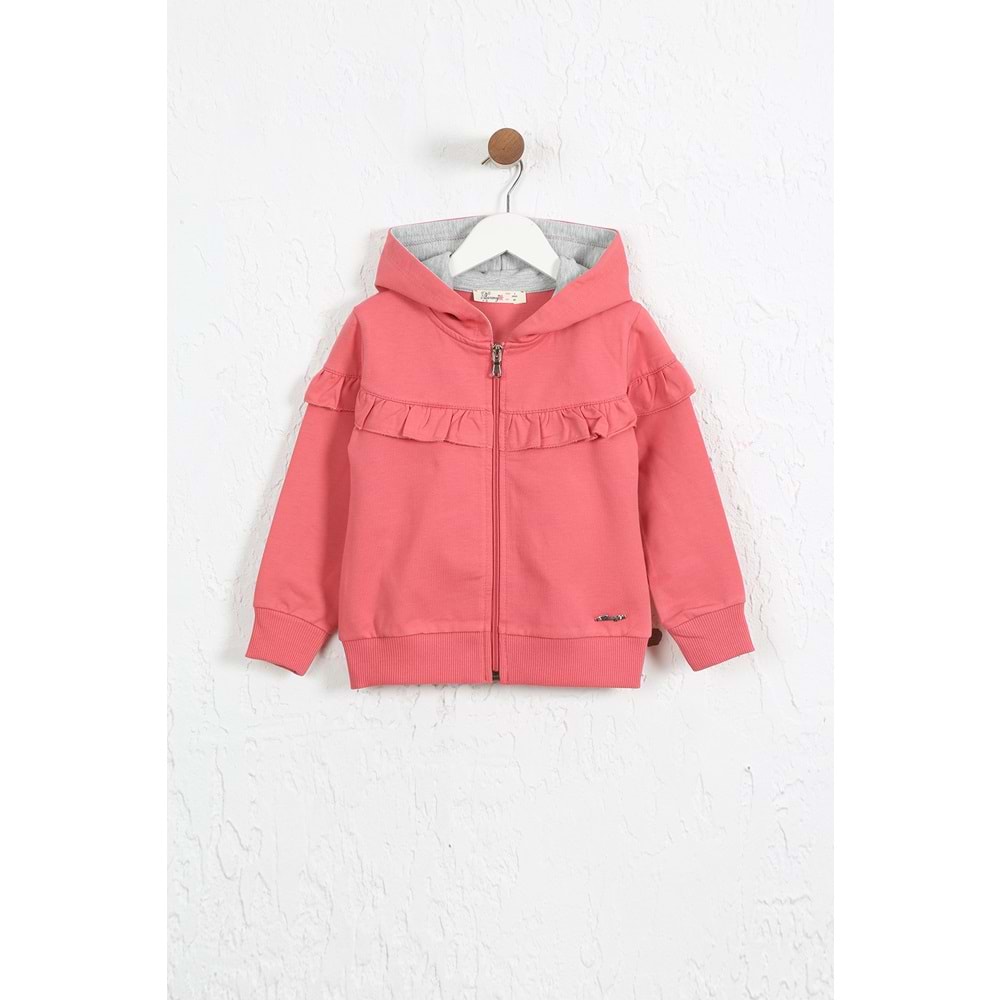 Kız Çocuk Hırka Göğsü Fırfırlı - Kiremit (98/122)