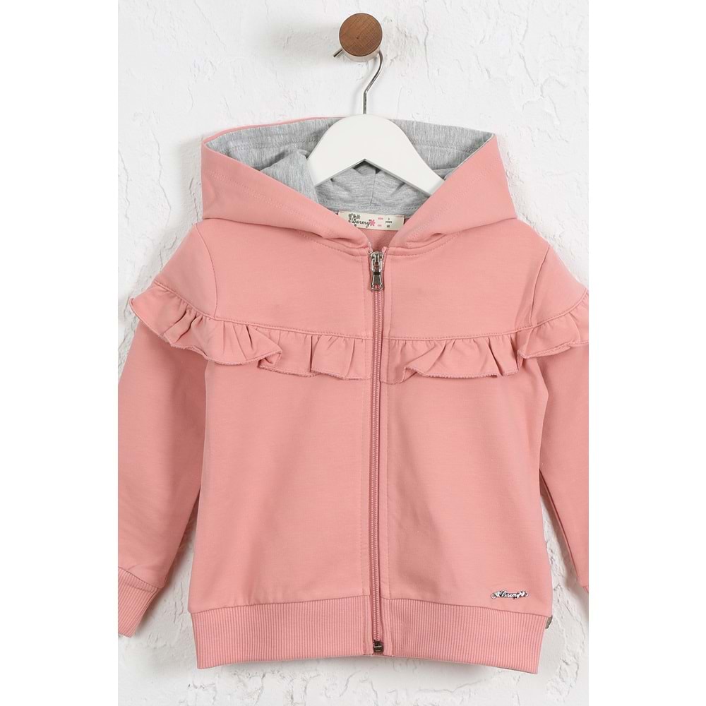 Kız Çocuk Hırka Göğsü Fırfırlı - Kiremit (98/122)