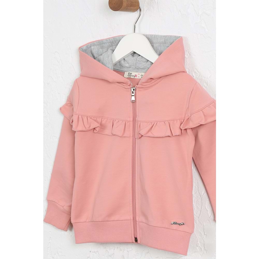 Kız Çocuk Hırka Göğsü Fırfırlı - Kiremit (98/122)