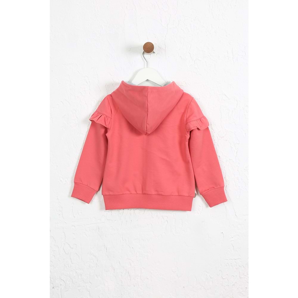 Kız Çocuk Hırka Göğsü Fırfırlı - Gül Kurusu (98/1222)