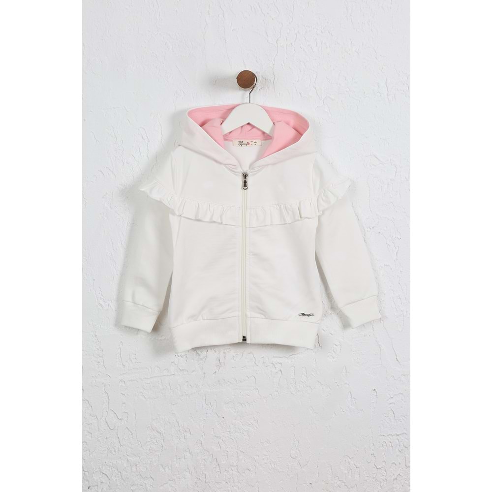 Kız Çocuk Hırka Göğsü Fırfırlı - Krem (98/122)