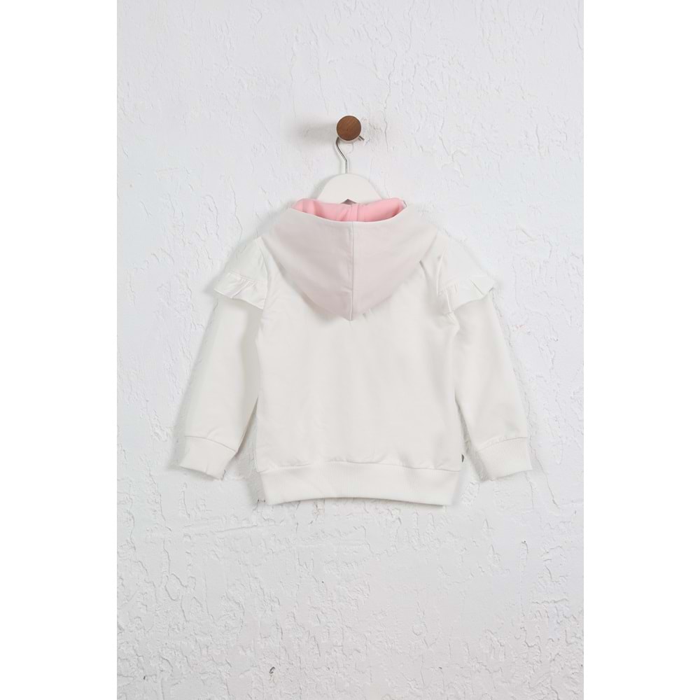 Kız Çocuk Hırka Göğsü Fırfırlı - Krem (98/122)