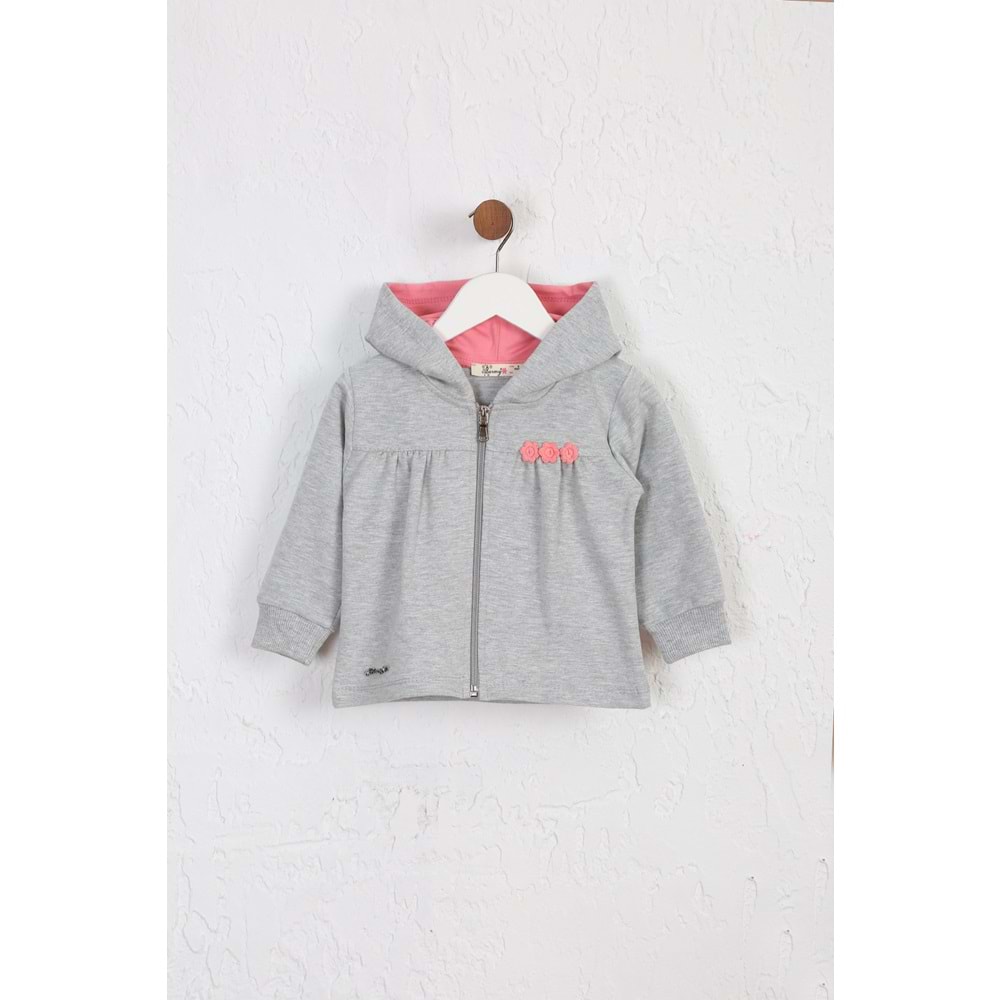 Kız Çocuk Hırka Hazır Papatyalı - Gri (74/98)