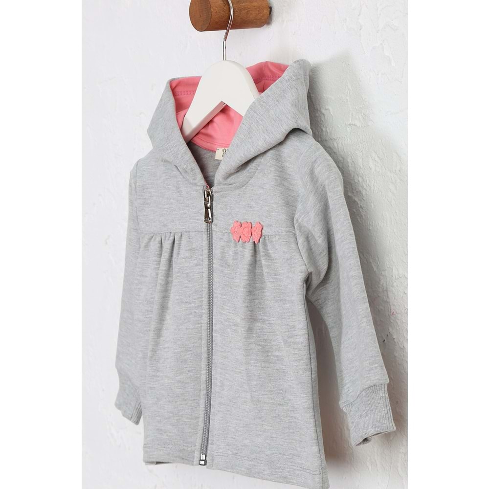 Kız Çocuk Hırka Hazır Papatyalı - Gri (74/98)