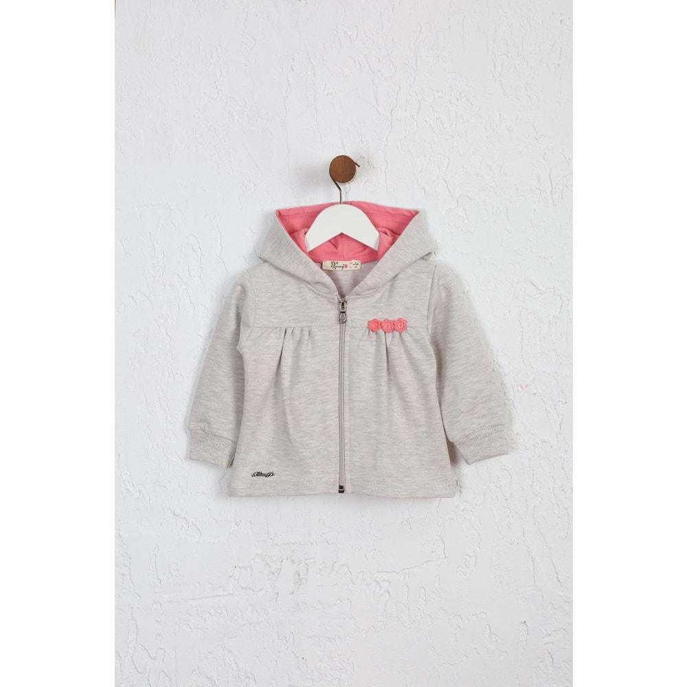 Kız Çocuk Hırka Hazır Papatyalı - Kahve Melanj (74/98)