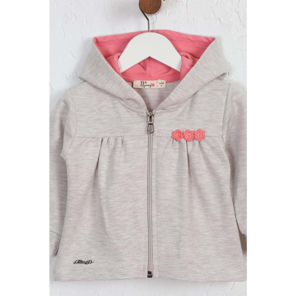 Kız Çocuk Hırka Hazır Papatyalı - Kahve Melanj (74/98)