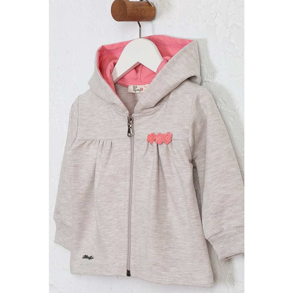 Kız Çocuk Hırka Hazır Papatyalı - Kahve Melanj (74/98)