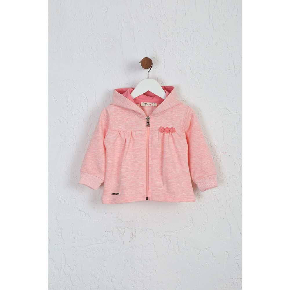 Kız Çocuk Hırka Hazır Papatyalı - Pembe Melanj (74/98)
