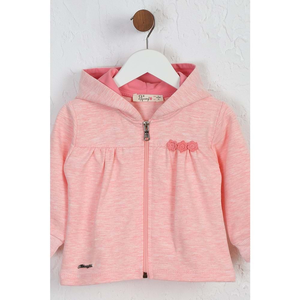 Kız Çocuk Hırka Hazır Papatyalı - Pembe Melanj (74/98)