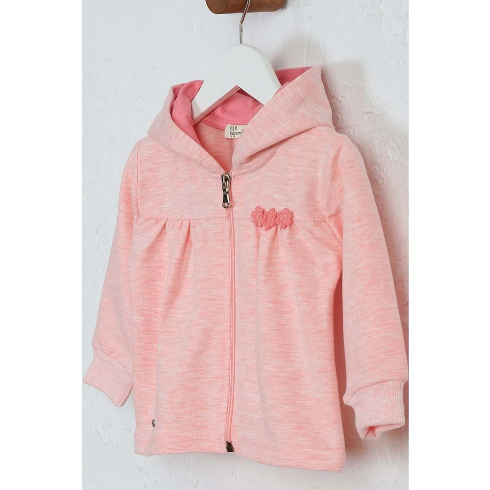 Kız Çocuk Hırka Hazır Papatyalı - Pembe Melanj (74/98)