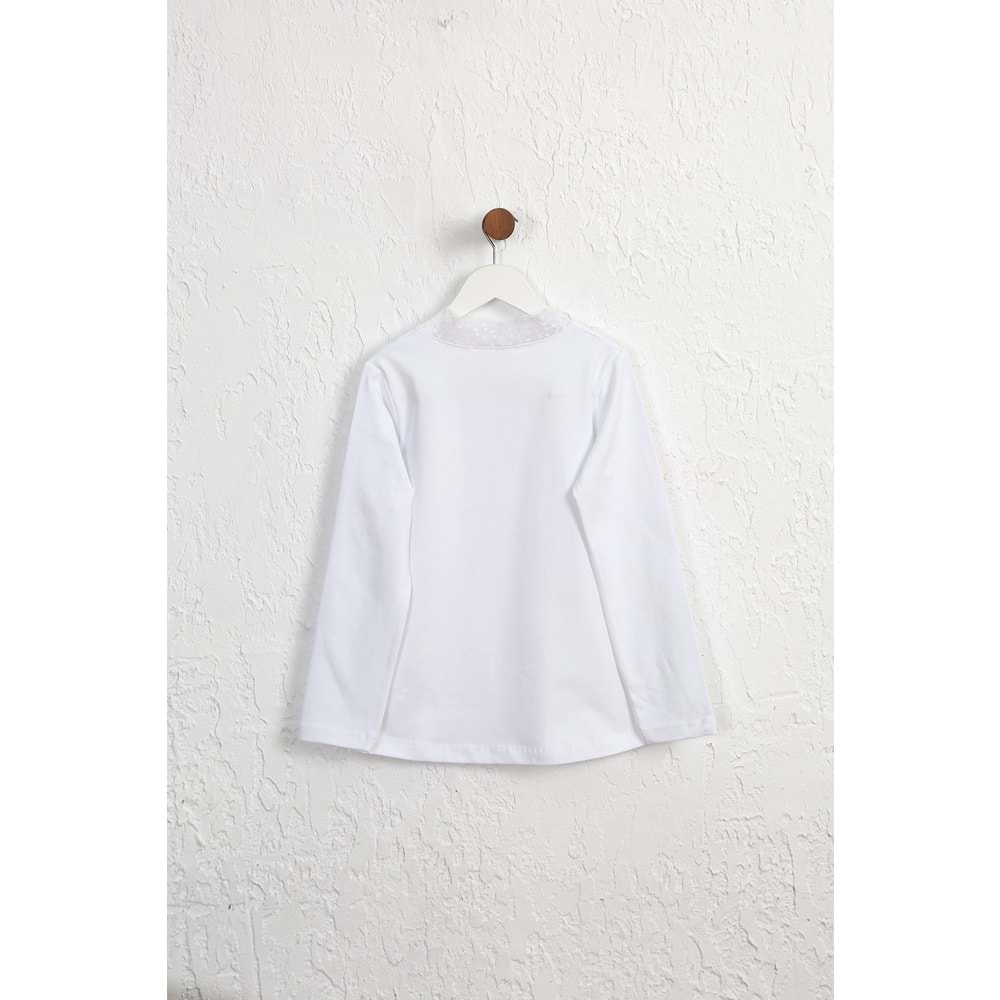 Kız Çocuk Tişört Tüllü Papyonlu - Barmy Kids - Beyaz (128/152)