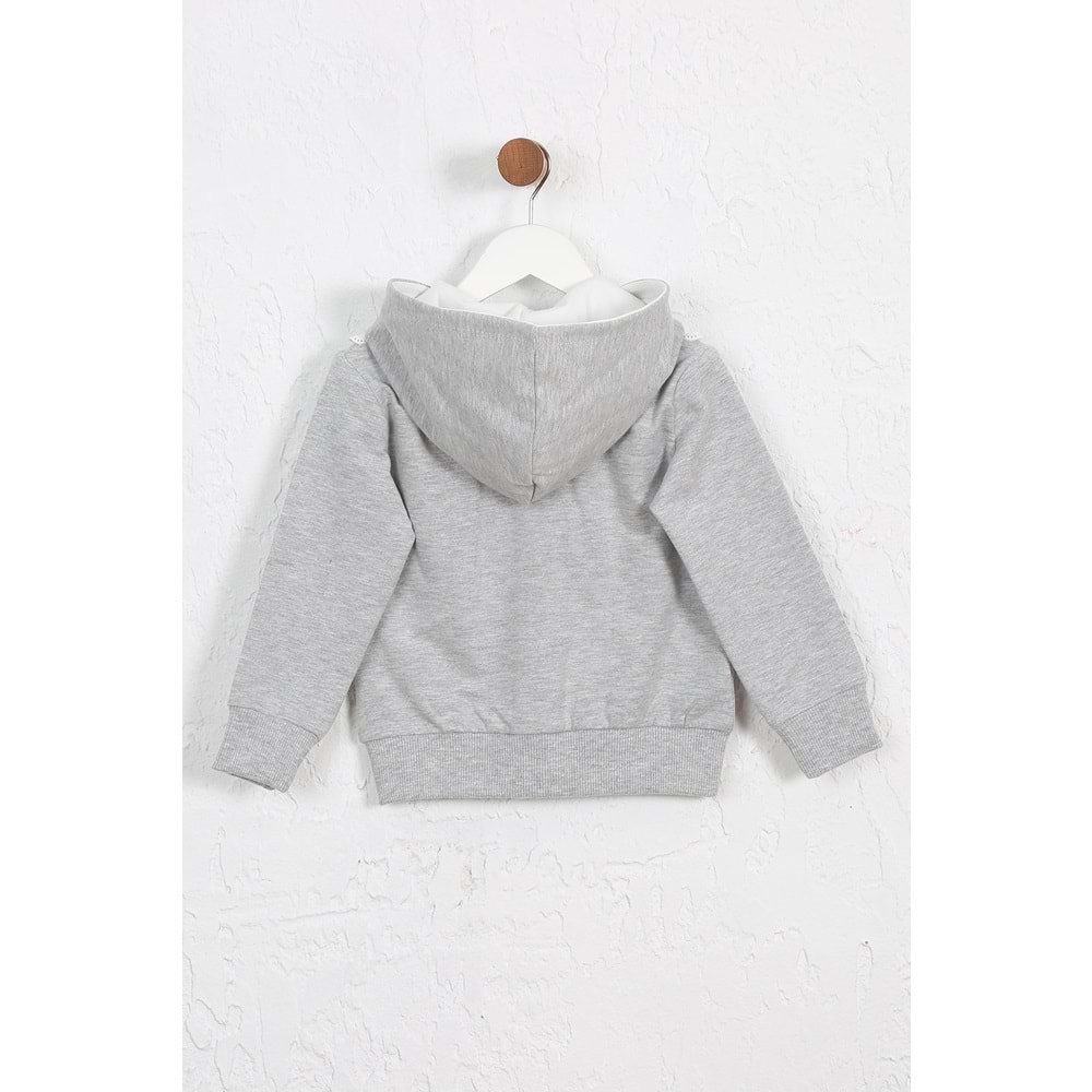 Kız Çocuk Hırka Yanları Dantelli - Gri (92/116)