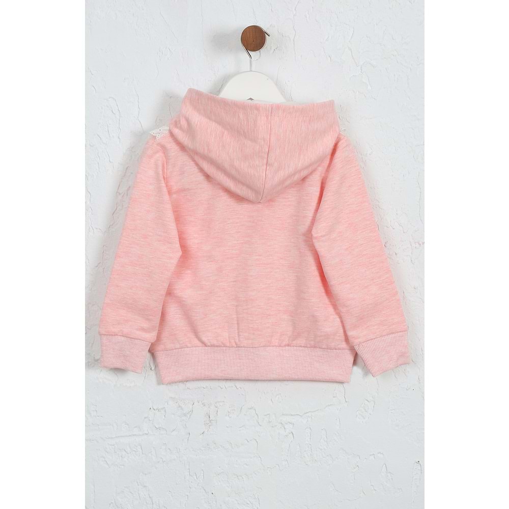 Kız Çocuk Hırka Yanları Dantelli - Pembe Melanj (92/116)