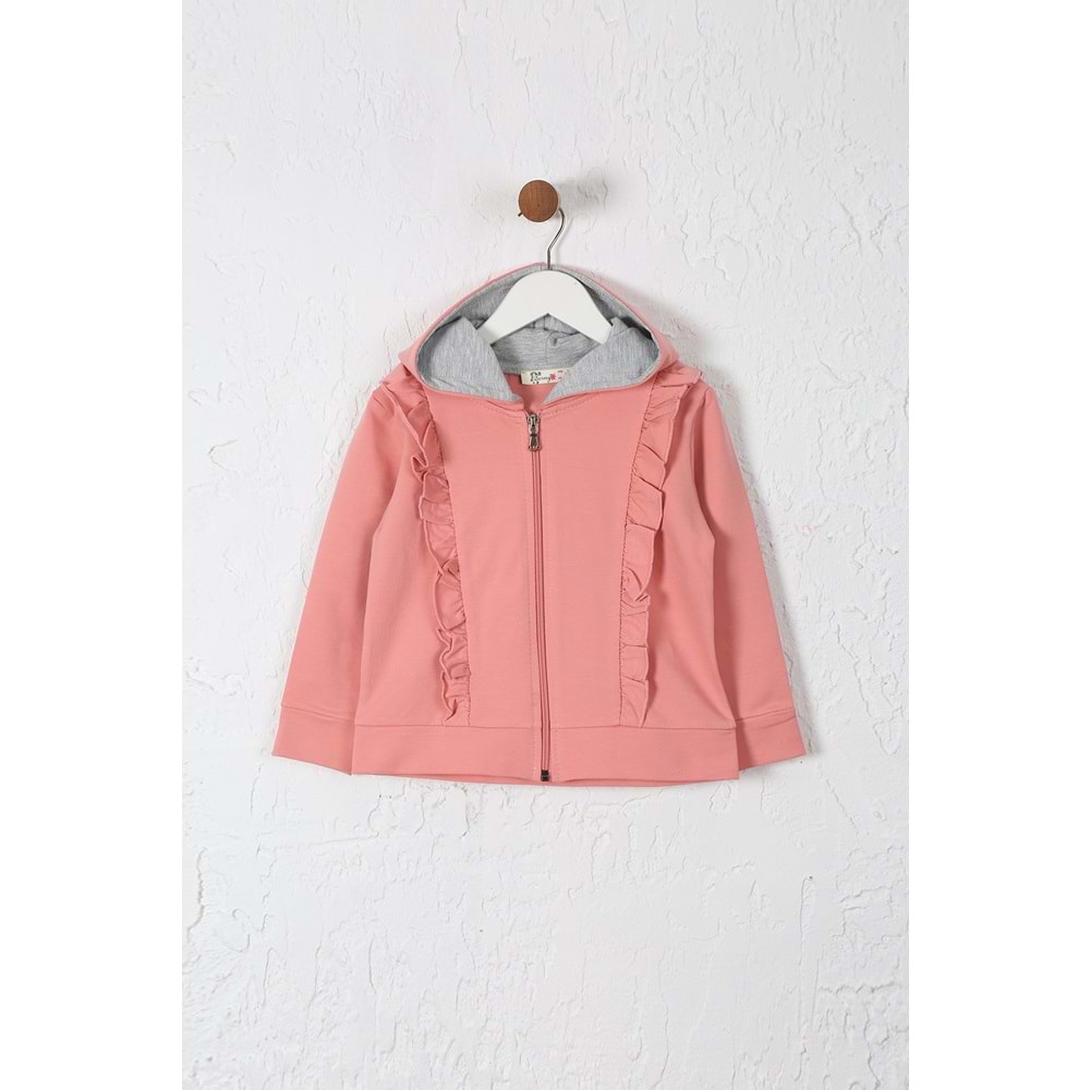 Kız Çocuk Hırka Fırfırlı - Gül Kurusu (98/122)