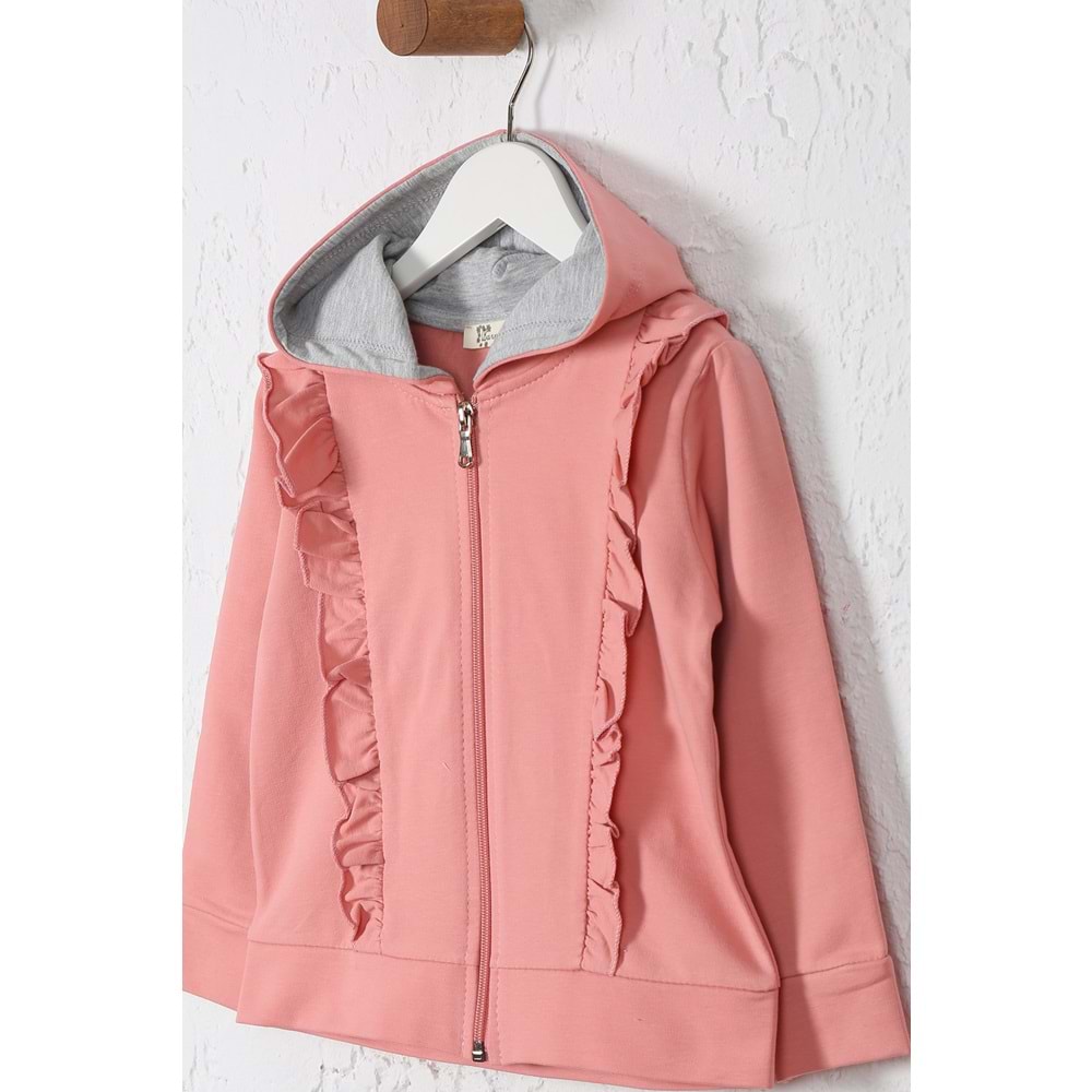 Kız Çocuk Hırka Fırfırlı - Gül Kurusu (98/122)